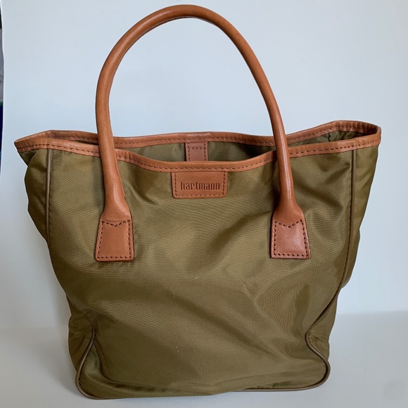 Hartmann Handbags - Hartmann Leather Trim Small Tote Travel Green